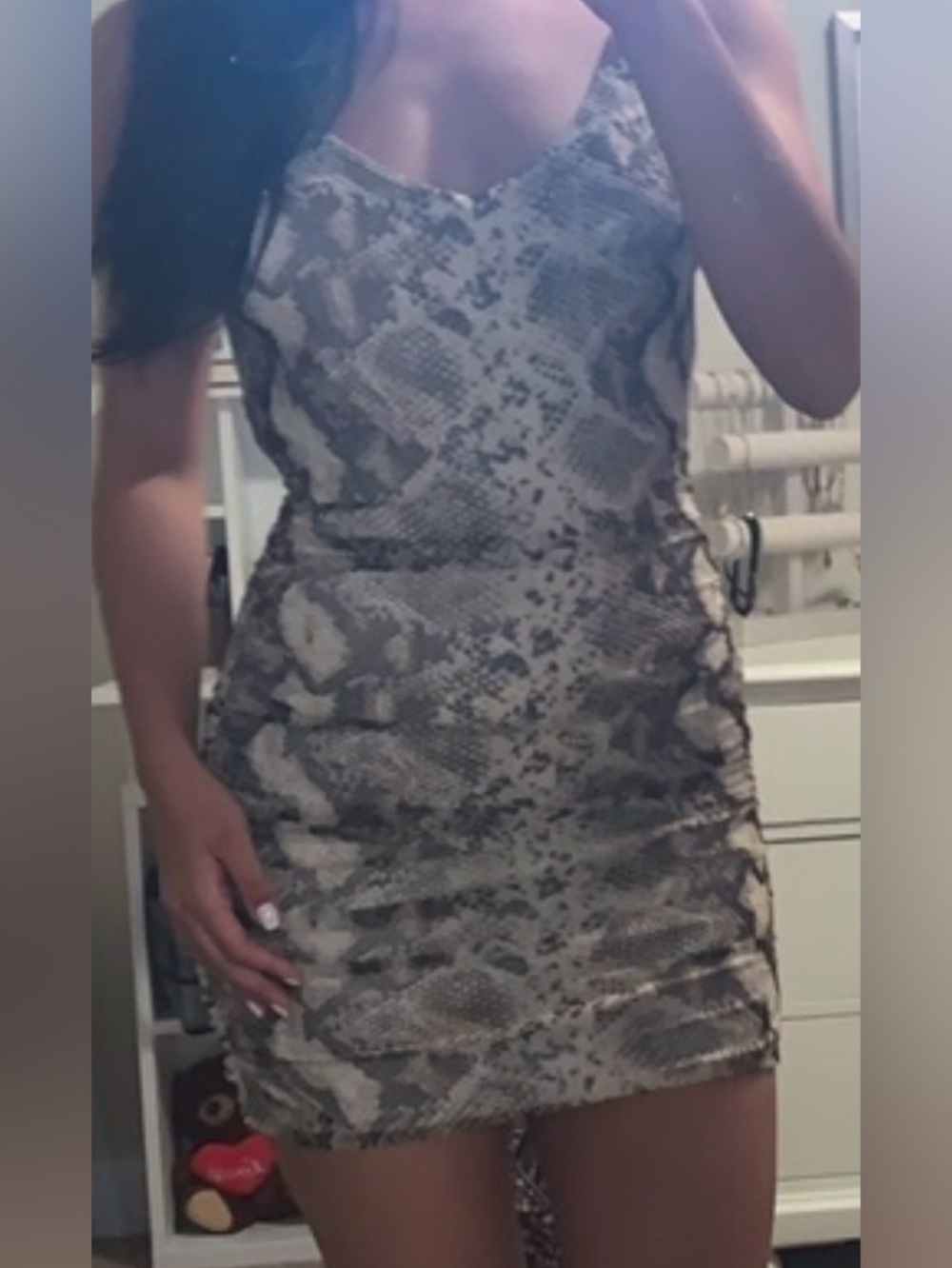 Snake Print Bodycon Mini Dress - Neutral